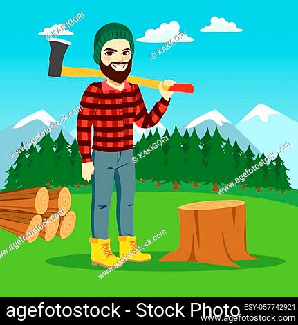 Cartoon lumberjack axe Stock Photos and Images | agefotostock