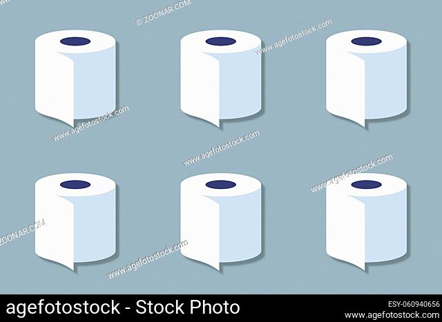 Toilet paper roll tissue. Toilet towel icon isolated realistic illustration. Kitchen wc whute tape paper. It will be useful as clip-art and also on websites