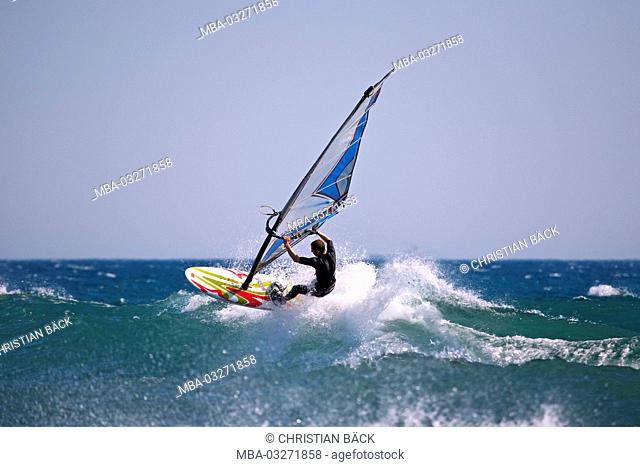 Windsurfer at the Mediterranean Sea, La Couronne, Provence-Alpes-Cote d'Azur, Provence, France