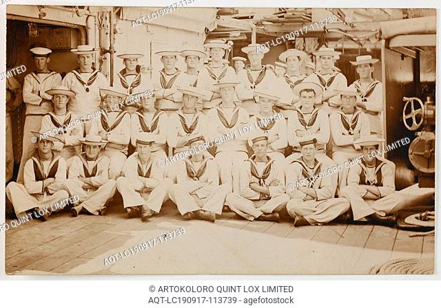 Photograph - HMAS Australia, Group Portrait of Seamen, 1914 -1918, One of 63 postcards contained in an album that was owned by Cliff Nowell