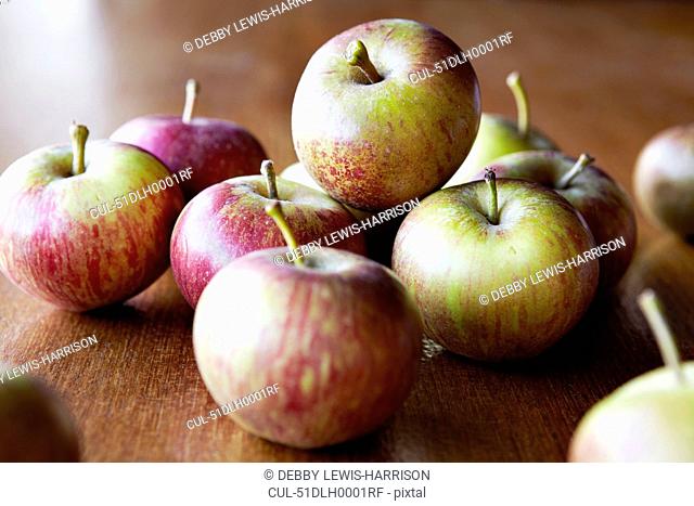 Close up of apples on table