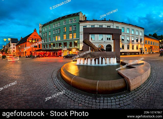 OSLO, NORWAY - JUNE 12, 2014: Sculpture of King Hand in Oslo, Norway. King Christian IV decided to rebuild the city after fire in 1624