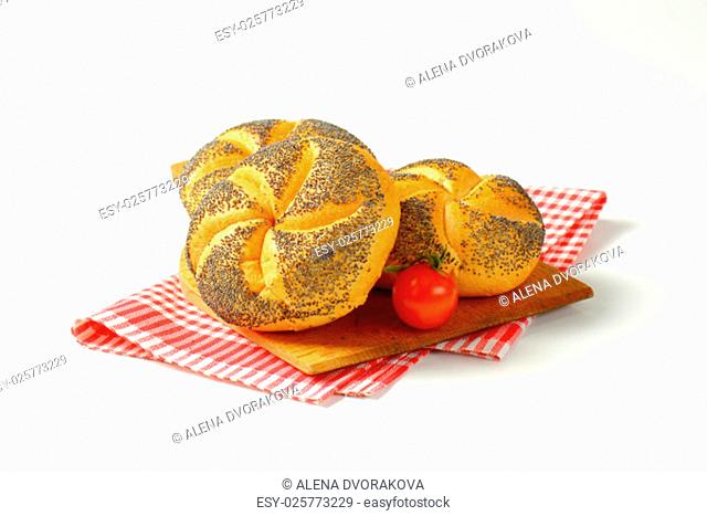 Bulkie rolls topped with poppy seeds