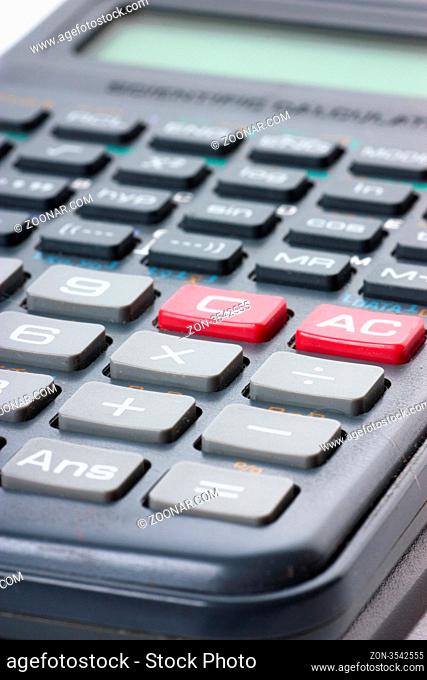 Closeup view of scintific calculator
