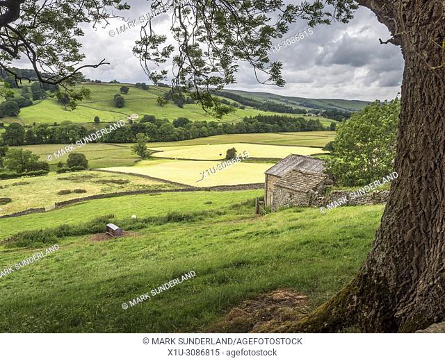 View over the Nidderdale AONB from Wath Road near Pateley Bridge North Yorkshire England