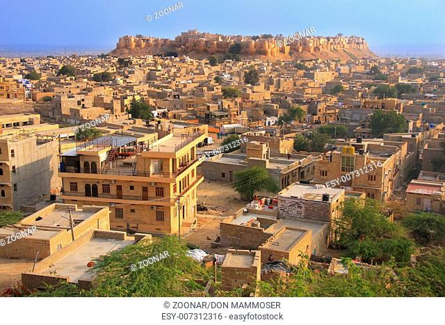 View of Jaisalmer fort and the city, Rajasthan, In