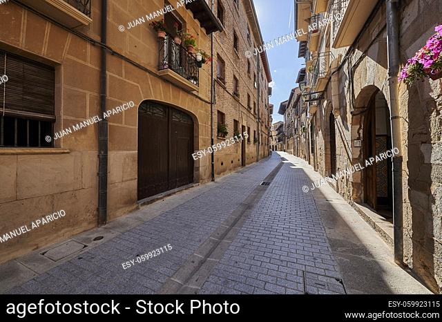 La Rúa street. Street through which pilgrims enter the city of Estella - Lizarra, Navarre, Spain, Europe