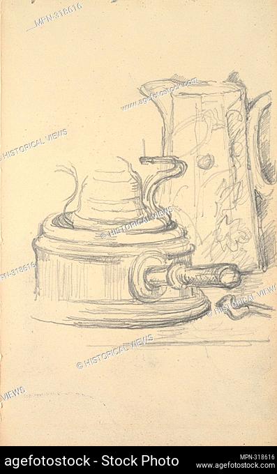 Author: Paul Czanne. Milk Jug and Spirit Stove - 1879 - 82 - Paul Czanne French, 1839-1906. Graphite on ivory wove paper. 1879 - 1882. France
