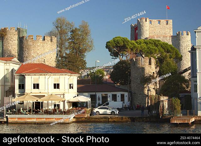 View of the Pembe Yali and Anadoluhisari-Anatolian Castle, known historically as Güzelce Hisar, a medieval Ottoman fortress on Anadoluhisari village
