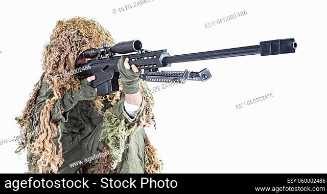 U. S. Army sniper wearing a ghillie suit