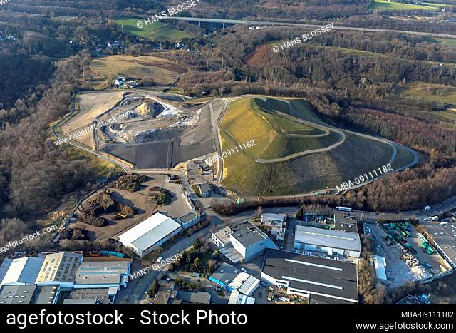 Aerial view, DBV landfill disposal company, composting and recycling Velbert GmbH, Velbert, Ruhr area, Rhineland, North Rhine-Westphalia, Germany