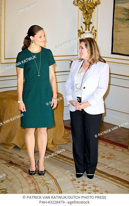 Crown Princess Victoria of Sweden (L) and Grand Duchess Maria Teresa of Luxembourg attend a meeting of the Honorary Council of the International Paralympic...