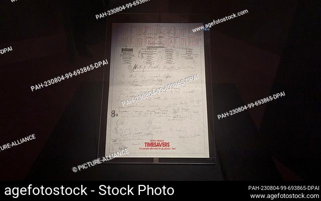 PRODUCTION - 03 August 2023, Great Britain, London: Handwritten notes for the Queen song ""Bohemian Rhapsody"" from the estate of British rock singer Freddie...