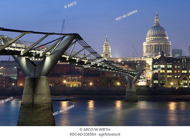 Millennium bridge and St Paul's Cathedral, London, England