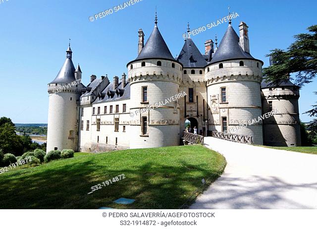 Entrance to the castle of Chaumont Sur Loire, Loire Valley, France  Originally built in the 10th century, has undergone multiple renovations until reaching its...