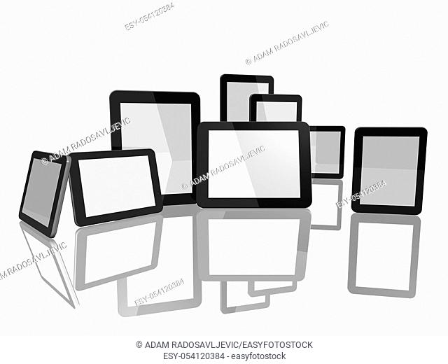 Group of Tablet Computers on white background