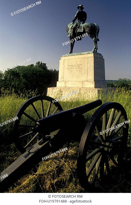 Gettysburg, civil war, battlefield, Gettysburg National Military Park, Pennsylvania, Monument at East Cemetery Hill in Gettysburg Nat'l Military Park in...