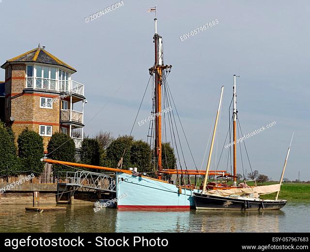 FAVERSHAM, KENT/UK - MARCH 29 : Boats moored on the Swale in Faversham Kent on March 29, 2014
