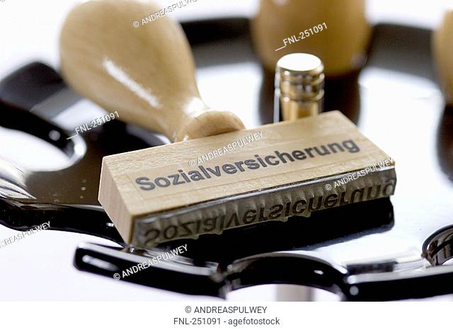 Close-up of rubber stamp