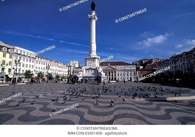 Baixa, Rossio, square , Lisbon, Portugal, Europe