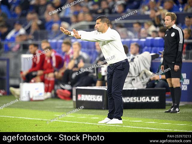 coach Diwithrios GRAMMOZIS (GE) gesture, gesture, football 2nd Bundesliga, 5th matchday, FC Schalke 04 (GE) - Fortuna Dusseldorf (D) 3: 1