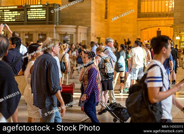 Grand Central - 42 Street, New York City, NY, USA, Inside Central Station. People, yellow light, business as usual