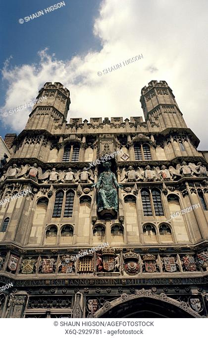 Christ Church Gate of Canterbury Cathedral in City of Canterbury in Kent in England in Great Britain in the United Kingdom UK Europe