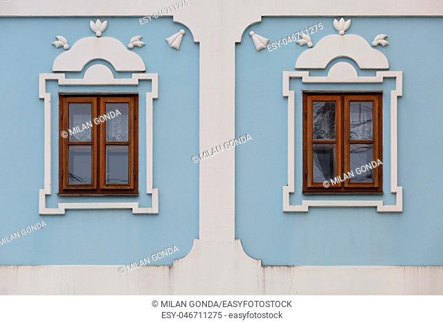 Windows of a traditional house in Valca village, northern Slovakia
