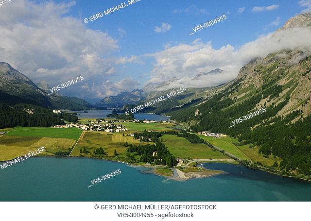 The mountain glacier lakes of the Upper Engadin at Silvaplana and Sils