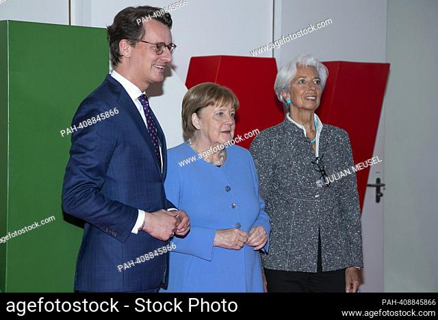 From left to right: Christine Lagarde (President of the European Central Bank), Dr. Angela Merkel (former Chancellor), Hendrik Wuest (Prime Minister North...