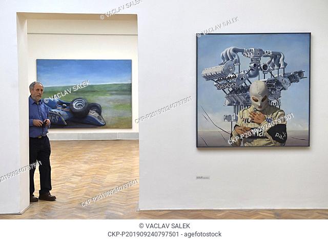 Ecce Homo (1983), right, piece by Czech artist Theodor Pistek, is seen during his exhibition named ANGELUS, in Brno, Czech Republic, on September 24, 2019