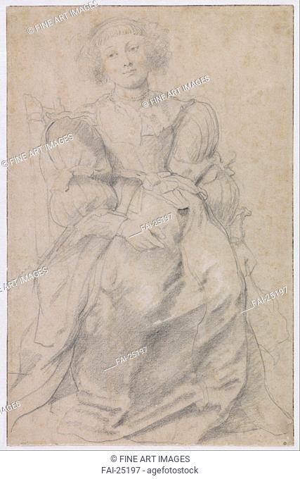 Portrait of Hélène Fourment. Rubens, Pieter Paul (1577-1640). Sanguine, black chalk and white colour on paper. Baroque. c. 1630-1631. Flanders