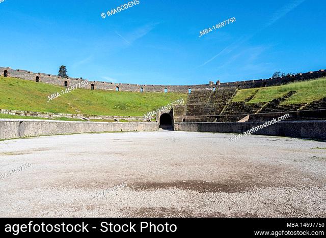 Pompeii, Italy, Ruins of the amphitheater in the ancient city of Pompeii, Southern Italy