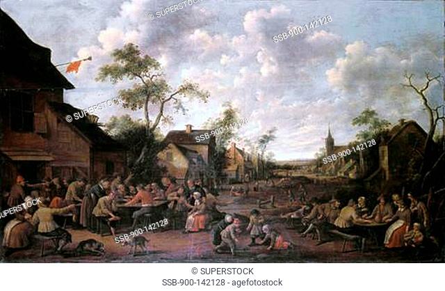 Peasants Feasting On A Village Street Joost Cornelisz Droochsloot 1586-1666 Dutch