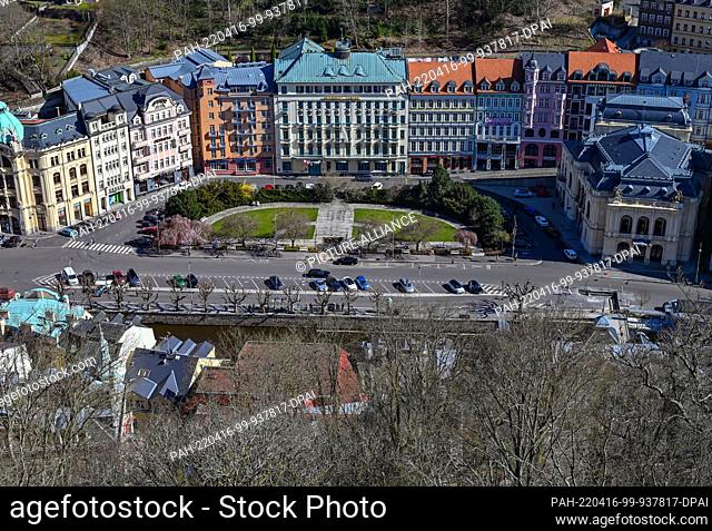 11 April 2022, Czech Republic, Karlovy Vary: Karlovy Vary (Czech: Karlovy Vary) in spring. Karlovy Vary is a spa town in the Bohemia region in the west of the...