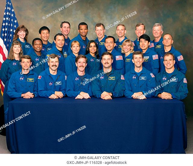 This is a portrait of NASA's fifteenth group of astronauts. Seated on the front row are astronauts (left to right) Jeffrey S
