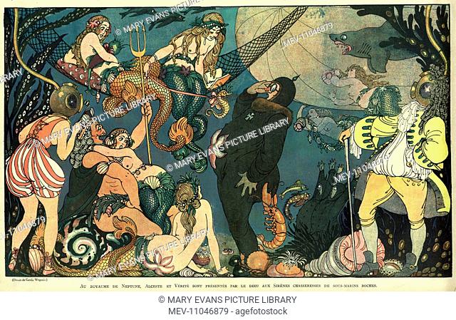Cartoon, Underwater mythology. In the Kingdom of Neptune, Alceste and Truth are introduced by the god to the sirens who chase the German submariners