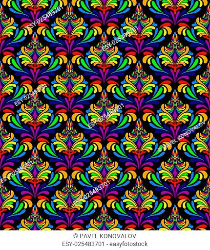 Colourfull seamless damask ornate pattern