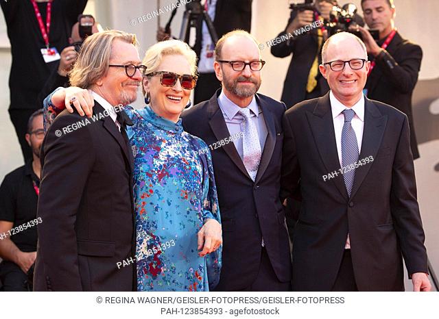 Gary Oldman, Meryl Streep, Steven Soderbergh and Jake Bernstein at the premiere of 'The Laundromat / The Money Laundering' at the Venice Biennale 2019 / 76th...