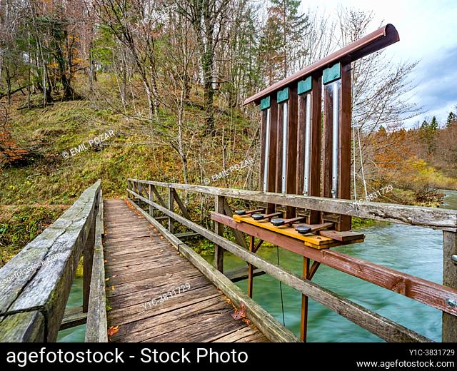 Instrument on bridge in Kamacnik near Vrbovsko protected forest in Croatia Europe