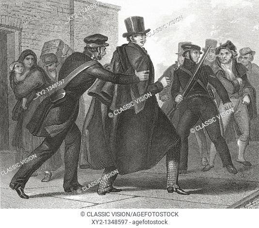 The arrest of Smith O'Brien in 1848  William Smith O'Brien, 1803 to 1864  Irish Nationalist, Member of Parliament and leader of the Young Ireland movement...