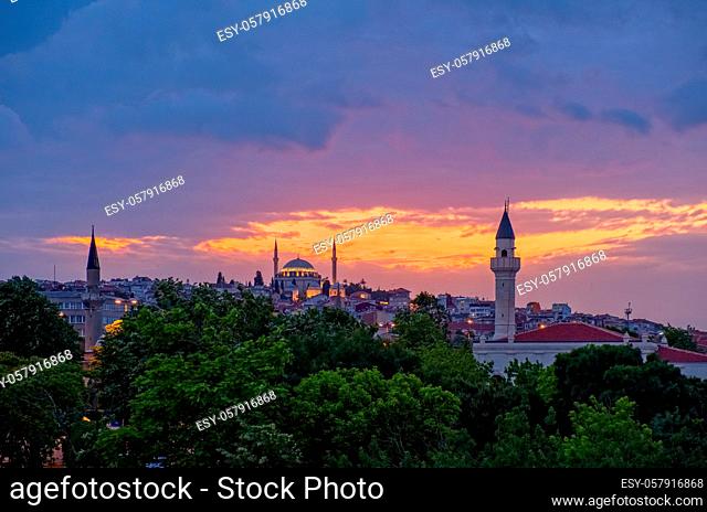 ISTANBUL, TURKEY - MAY 29 : View of buildings along the Bosphorus in Istanbul Turkey on May 29, 2018
