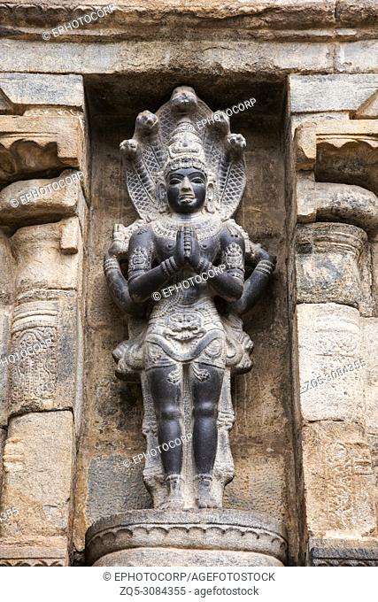 Nagaraja on the southern side of the agra mandappa, Airavatesvara Temple, Darasuram, Tamil Nadu, India