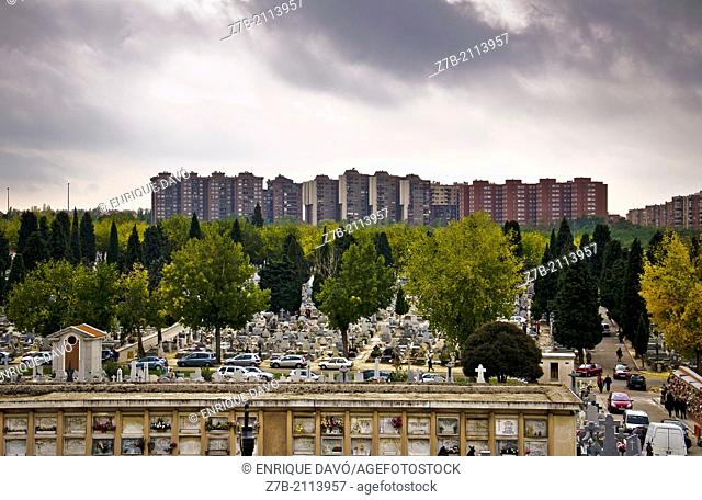 View from a hill of the Almudena cemetery, Madrid, Spain