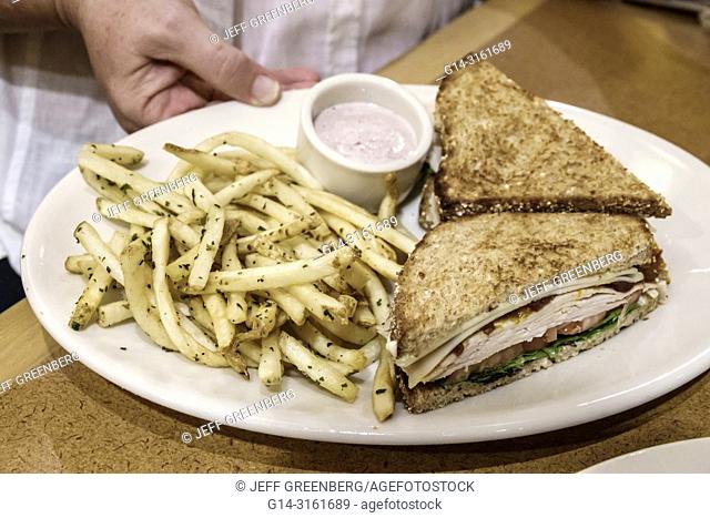Florida, Miami, Kendall, Dadeland Mall, Nordstrom Department Store, inside, Cafe Bistro, restaurant, plate lunch club sandwich French fries