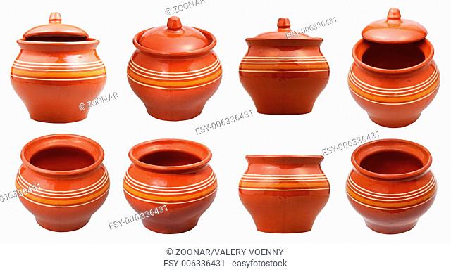 set of earthenware pots