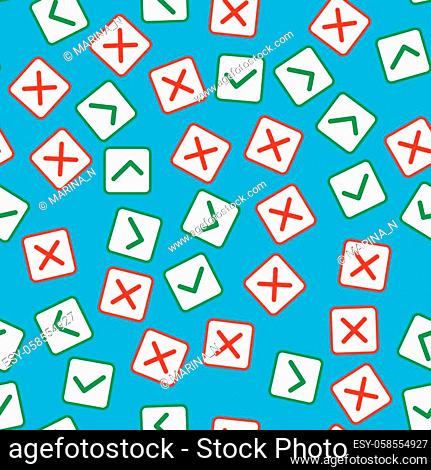 Seamless pattern with Green Yes checkbox and Red NO checkbox, texture vectorillustration
