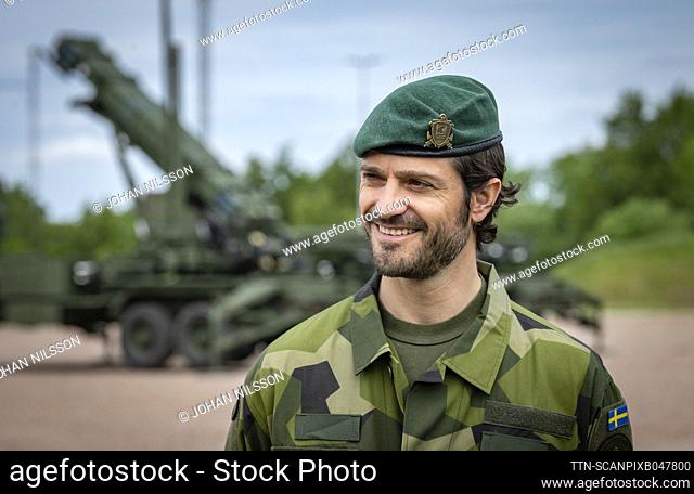 Prince Carl Philip during his visit at air defense regiment LV6 in Halmstad, Sweden, June 09, 2022, and shown the Air Defense System 103 (LvS103) Patriot