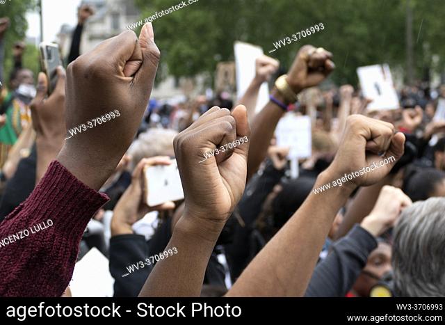 London, 3 June 2020. Thousand people protest asking justice for the murder of George Floyd, A black man murderd from a police officer in USA
