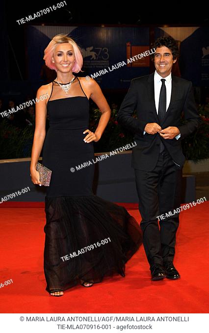 The tv presenter Caterina Balivo with husband Guido Brera during the red carpet of film Tommaso at 73rd Venice Film Festival, Venice, ITALY-06-09-2016